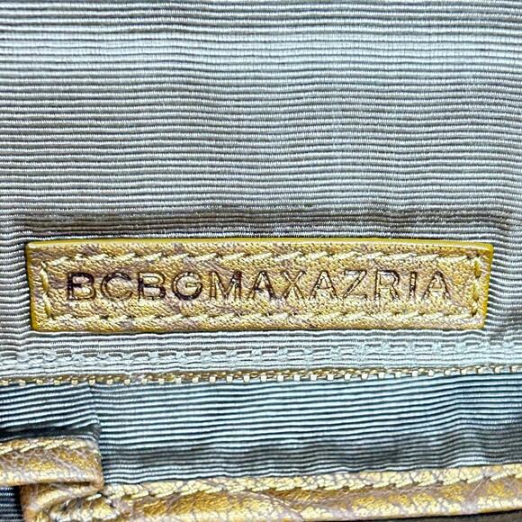 Y2K BCBGMaxazria Structured 3-Way Handbag Bronze Metallic Leather Minimalist - Picture 7 of 10